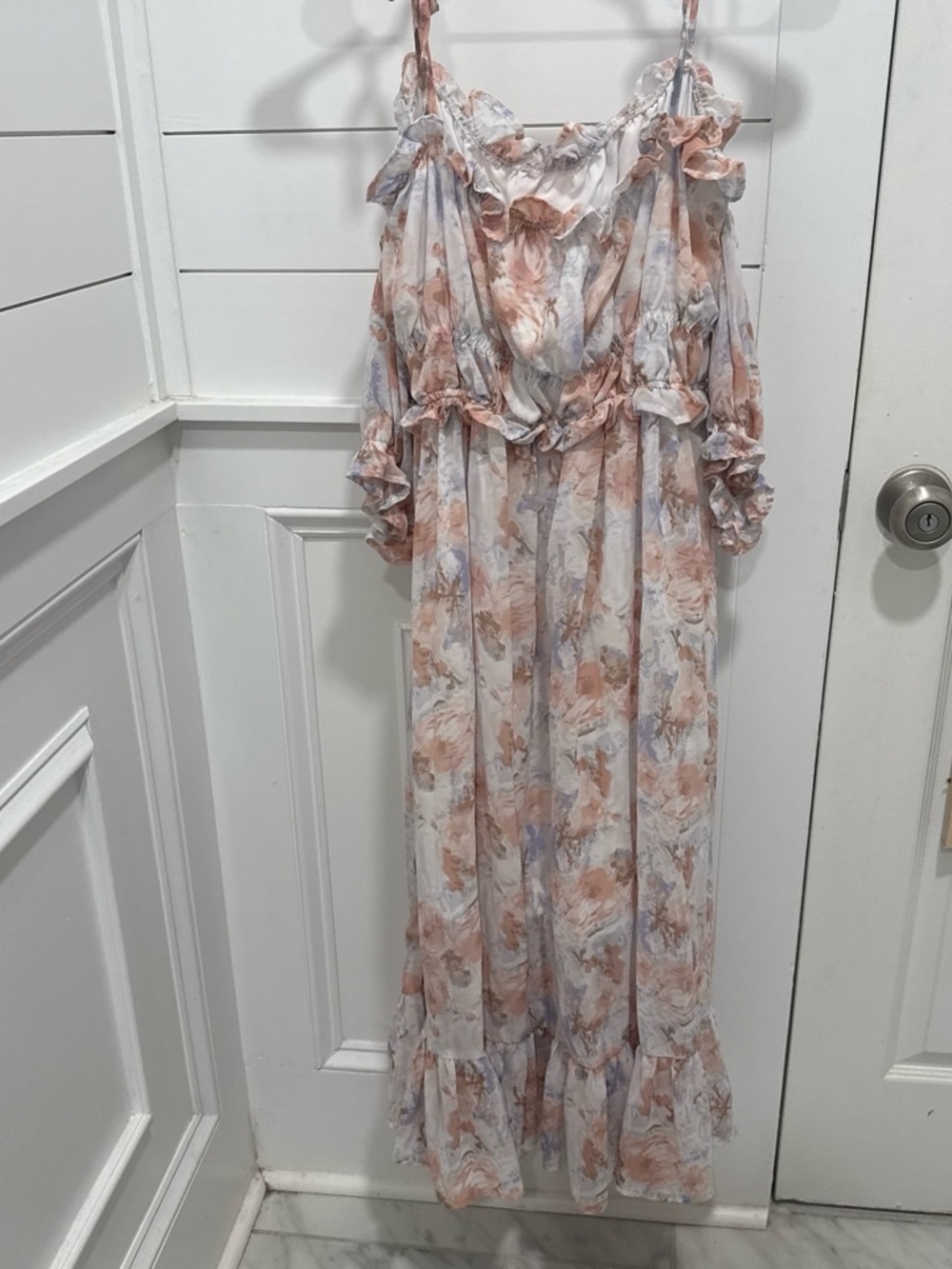 SHEIN Floral Ruffle Maxi Dress - Blush, Lavender & White